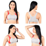 Grey Red Sports Bra-2