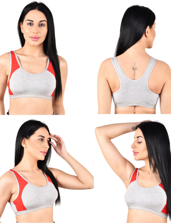 Grey Red Sports Bra-2