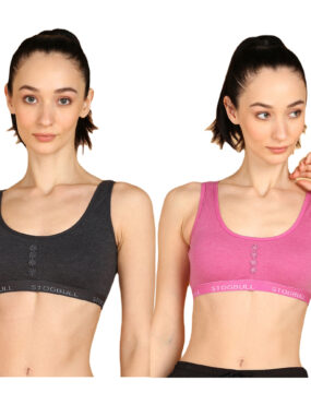 Best Quality Poly Cotton Non Padded Sports Bra combo pack of 2 for Womens and Girls Gym Yoga Exercise