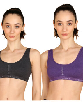 Best Quality Poly Cotton Non Padded Sports Bra Combo Pack Of 2 For Womens and Girls GYM Yoga Exercise
