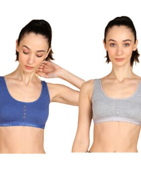 Best Quality Poly Cotton Non Padded Sports Bra Combo Pack Of 2 For Womens and Girls GYM Yoga Exercise