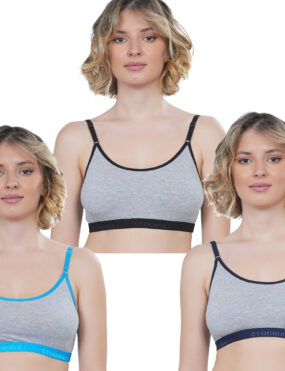 STOGBULL Women’s Cotton Lycra Everyday Non Padded Sports Bra combo pack of 3 for Gym Yoga Exercise Running Workout