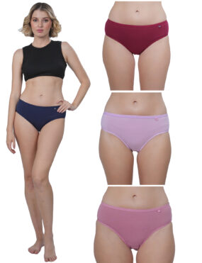 STOGBULL Cotton Lycra Women Full Coverage Mid Waist Hipster Panty Pack of 4